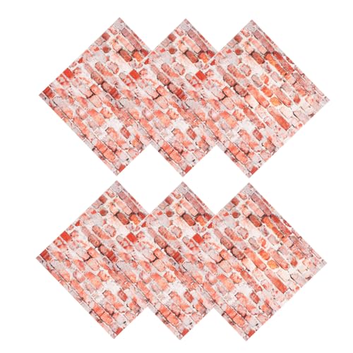 PartyKindom 6 Stück Teiliges Mini Tapetenfliesen Selbstklebend Vintage Design Puppenhaus Wanddekor Retro Keramikfliesen Aufkleber Miniatur Wandtapete Realistische Textur für Minihäuser von PartyKindom