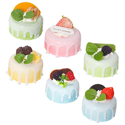 PartyKindom 6Stücke Teiliges Künstliche Kuchenmodelle Realistische Tortendekoration für Fotografie Party Zuhause Hochwertige und Stabile Dessert Requisiten Buntem Design von PartyKindom