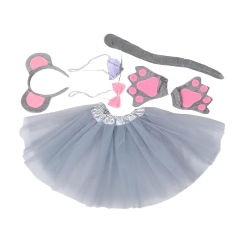 PartyKindom 7 Stück Teiliges Mauskostüm Realistisches Graues Accessoire mit Ohren Haarreif Tüllrock Nase Fliege und Handschuhen Tierkostüm für Halloween Geburtstagsfeiern Schulveranstaltungen PartyKindom 7 Stück Teiliges Mauskostüm Realistisches Graues Accessoire mit Ohren Haarreif Tüllrock Nase Fliege und Handschuhen Tierkostüm für Halloween Geburtstagsfeiern Schulveranstaltungen von PartyKindom