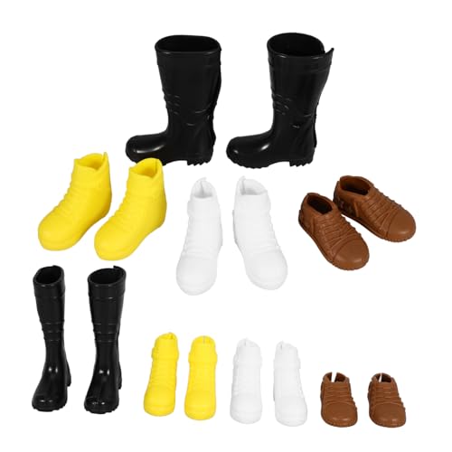 PartyKindom 8 Paare Miniatur Puppenschuhe für Puppen Herrenschuhe und Stiefel Vielseitige Mini Doll Boots als Puppenhaus Zubehör und Mini Szene Dekoration Lange Leben und Detailreich von PartyKindom