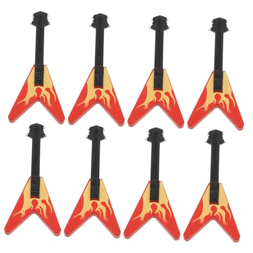 PartyKindom 8 Stück Simuliertes Gitarrenmodell Rollenspielzubehör Gitarrenmodell Kleine Ornamente Puppenhaus-miniaturgitarre Gitarrendekor Mini-Gitarren- Mini-gitarrenspielzeug Plastik von PartyKindom