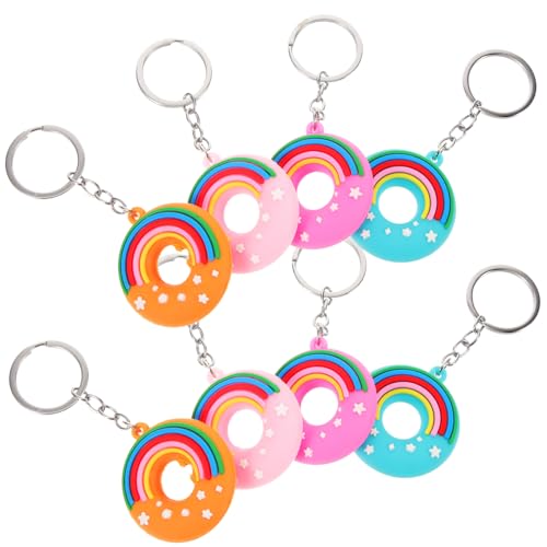 PartyKindom 8 Stück Teiliges Donut Schlüsselanhänger Leichter PVC Anhänger mit Doppelseitigem Regenbogen design Niedlicher Hängender Charme für Taschen Rucksäcke Festivalgeschenke Farbenfrohe von PartyKindom