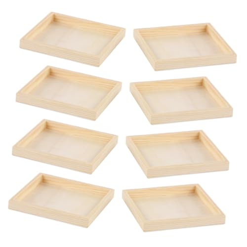 PartyKindom 8 Stück Teiliges Kleines Holztablett Tragbarer Unlackierter Montessori Puzzle Organizer Quadratische Puzzle Trays für Nahtlose Verbindung und Räumliche Vorstellungskraft für von PartyKindom