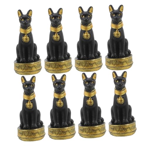 PartyKindom 8 Stück Teiliges Mini Ägyptische Katzen Figuren Kleine Detailreiche Katzen Skulpturen aus Resin Vielseitige Miniatur Deko für Garten Blumentopf und Zuhause Bezaubernde Mini für von PartyKindom