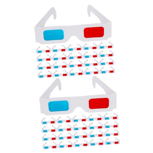PartyKindom 80 Stk 3d-brille Aus Papier 3d-brillenpapier 3d-brille Rot Blau Anaglyphe Von 3d-filmbrillen Anaglyphenbrille Aus Papier 3d-brille Für Den Fernseher 3d-sichtbrille Rahmen Rechner von PartyKindom