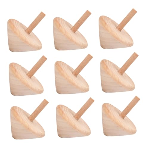 PartyKindom 9 Stück Holzkreisel Holzkreisel Schreibtischspielzeug Kreisel Holzkreisel Partygeschenke Holzkreisel Handkreisel Holzhandwerk Lustiges Beige von PartyKindom