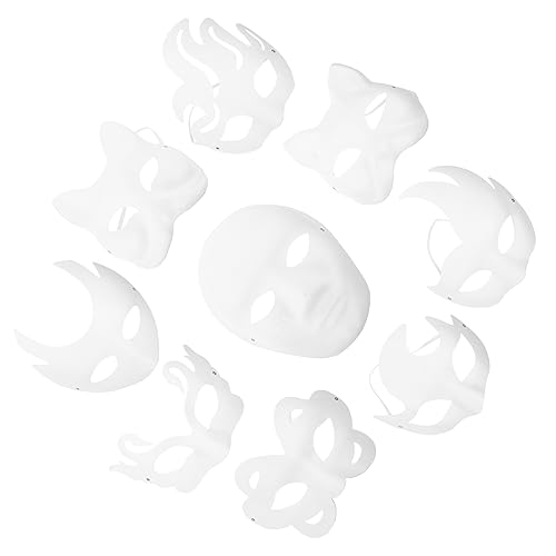 PartyKindom 9Stücke DIY Weiße Papiermasken zum Selbermalen Unbemalte Halloween Masken für Kreative Gestaltung Kunsthandwerk Karneval und DIY Projekte von PartyKindom