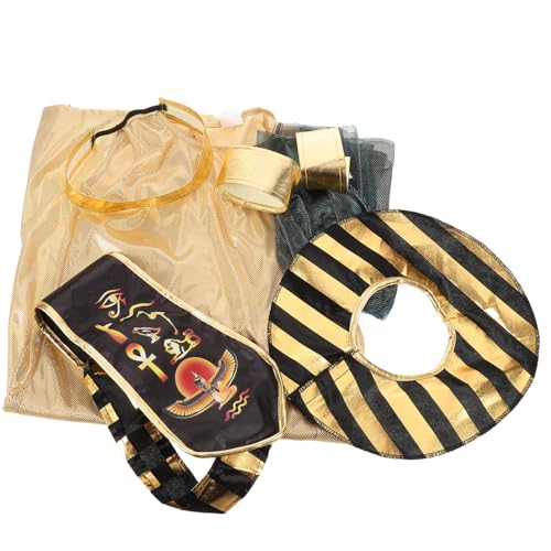 PartyKindom Ägyptisches Kinderkostüm Bequemes Verkleidungskleid mit Kopfschmuck Farbecht und Passend für Rollenspiele Schulaufführungen für Junge Mädchen Karneval und Bühnenauftritte von PartyKindom