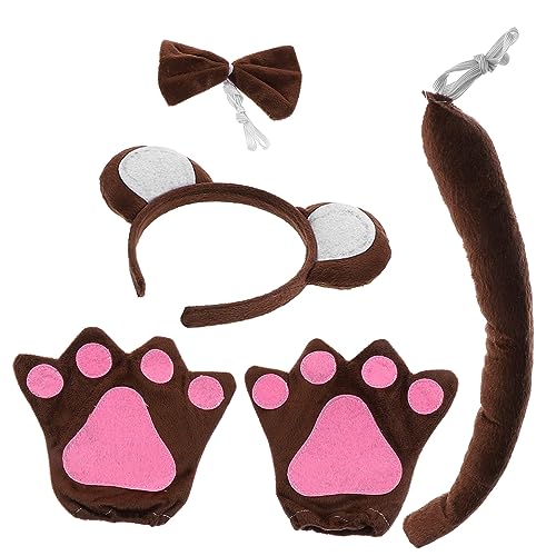 PartyKindom Affenkostüm Set mit Weichem PP Baumwoll Stirnband Fliege und Fingerlosen Handschuhen und Hautfreundlich für Tierkostüm Cosplay und Mottoparty von PartyKindom