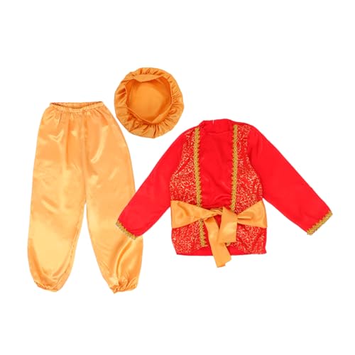 PartyKindom Arabischer Prinzkostüm für Hut und Gürtel für Halloween Geburtstagsfeiern und Schulaufführungen S Traditionelles Design Komplett mit Zubehör Leicht Anzuziehen Authentischer Look von PartyKindom