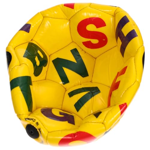 PartyKindom Aufblasbarer Fußball aus Strapazierfähigem PVC Leichter Spielball mit Buchstabenprint Luftdichter Gelb für Drinnen und Draußen Fördert Spielerisch Englischkenntnisse von PartyKindom