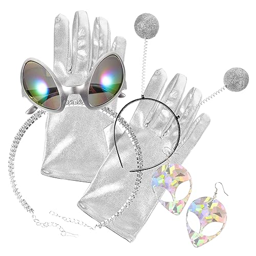 PartyKindom Außerirdisches Party Teilig mit Dekorativem Stirnband Sonnenbrille Ohrringen Handschuhen und Halskette Unisex Kostümzubehör für Weltraum Halloween und Cosplay Partys PartyKindom Außerirdisches Party Teilig mit Dekorativem Stirnband Sonnenbrille Ohrringen Handschuhen und Halskette Unisex Kostümzubehör für Weltraum Halloween und Cosplay Partys von PartyKindom