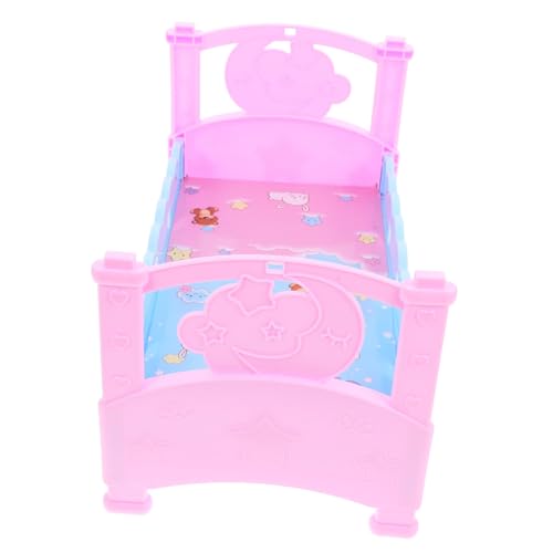 PartyKindom Babyspielzeugbett Babybett Für Puppen Puppenbett Aus Kunststoff Puppenhaus Für Kleinkinder Babypuppen-kinderzimmer-spielset Kinderbett Für Babypuppe Spielzeugbabypuppe Colorful von PartyKindom