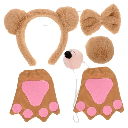 PartyKindom Bärenkostüm Set mit Kopfband Handschuhen und Accessoires Tierische Verkleidung für Partys Cosplay und Halloween Kuscheliges und Warmes Material für von PartyKindom