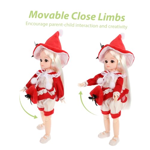 PartyKindom Bjd Gelenkpuppe mit Weihnachtskleidung Schuhe Hut Schultertasche Realistische Simulation Puppe Kreatives für Sammler von PartyKindom