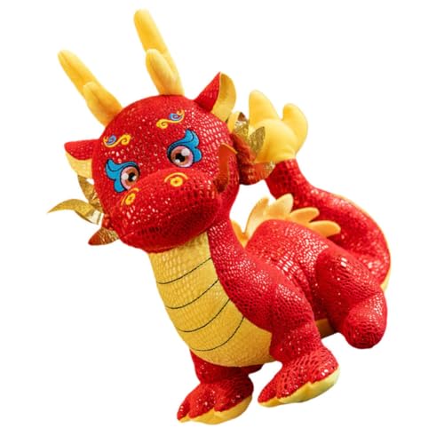 PartyKindom Chinesisches Neujahr Drachen Plüschfigur Gefülltes Stofftier Maskottchen Dekoration Neujahrsgeschenk für Familie Freunde von PartyKindom