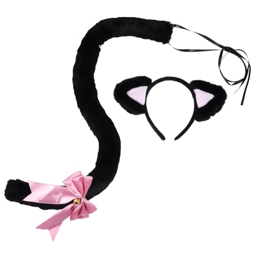 PartyKindom Cosplay Katzenohren Haarreif mit Schwarzes Pinkes Stirnband Kostüm Zubehör für Rollenspiele Maskerade und Themenpartys Geeignet für Halloween und Karneval von PartyKindom