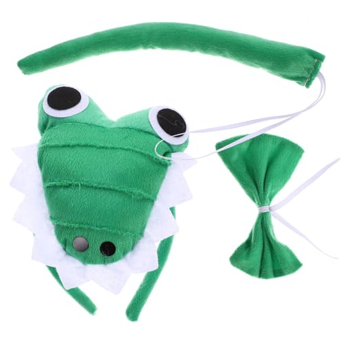 PartyKindom Cosplay Krokodil Stirnband Set Teilig mit Fliege und Weiches Tierkostüm für Erwachsene und Leichte Stoff und Plüschmaterialien Geeignet für Karneval Geburtstag Weihnachtsfeier von PartyKindom