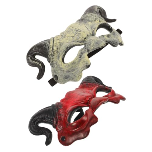 PartyKindom Devil Mask Halloween Halbgesichtsmaske mit Hörnern Leichte Tragbare Dämonen-ziegenkopf Maske für Karneval Cosplay Party und Bühnenauftritte Auffälliges Gruseliges Teufelsdesign von PartyKindom