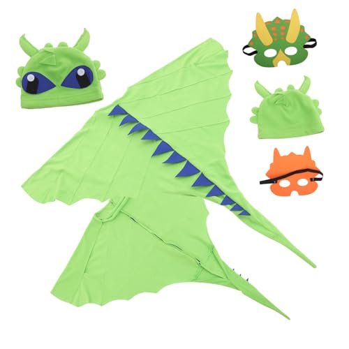 PartyKindom Dinosaurier Kostüm mit Umhang Maske und Hut Niedliches Verkleidungsoutfit für Mädchen Halloween Karneval Party und Geburtstag Bequemes Dekoratives Kostüm für Jahre von PartyKindom