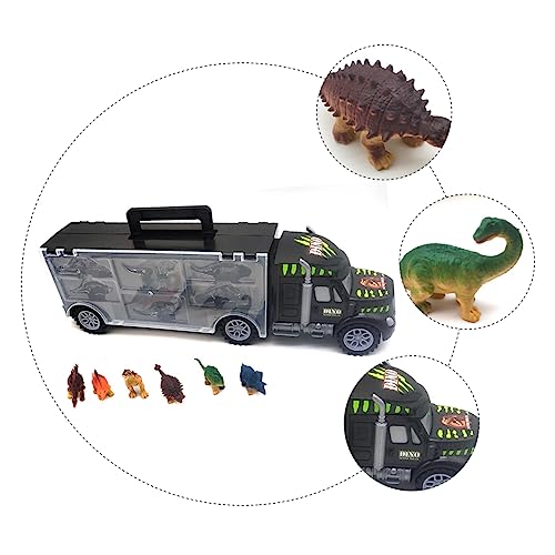 PartyKindom Dinosaurier Transport LKW mit Dinosaurier Spielzeugfiguren Langlebiger Autotransporter mit Abnehmbarem Aufbewahrungscontainer Tragbar für Kreatives Drinnen und Draußen von PartyKindom
