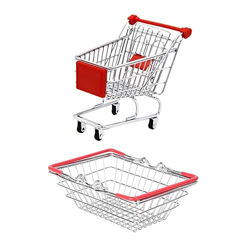 PartyKindom Einkaufswagen für Simulation Einkaufskorb und Handwagen für Kreatives Rollenspiel für Kleine Mädchen und Gemeinsames Spiel im Supermarkt von PartyKindom