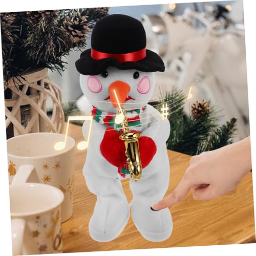 PartyKindom Elektrischer Weihnachts Schneemann Plüschspielzeug mit Musik und Tanzfunktion Kuschelige Weihnachtsfigur für Büro und Festliche Dekoration Batterielos als Weihnachtsmitbringsel von PartyKindom