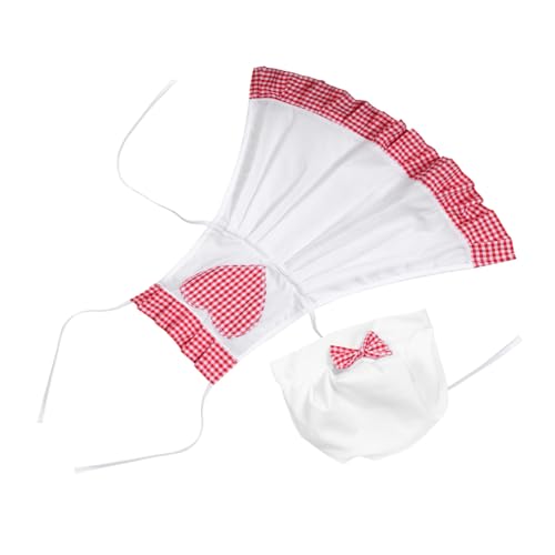 PartyKindom Fotokostüm Teiliges Set mit Schürze und Kochmütze für Neugeborene Weiches Hautfreundliches Material Einfach Anzuziehen Kreative Foto Requisiten für Tage Fotoshootings von PartyKindom