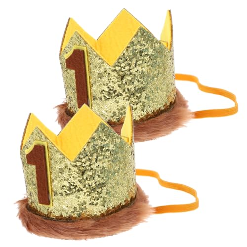 PartyKindom Goldene Geburtstagskrone für Junge Mädchen Leichter Filzhut mit Sicherem Kinnband als Partydekoration und Foto Requisite für Mädchen und Jungen zur Ersten Geburtstagsfeier von PartyKindom
