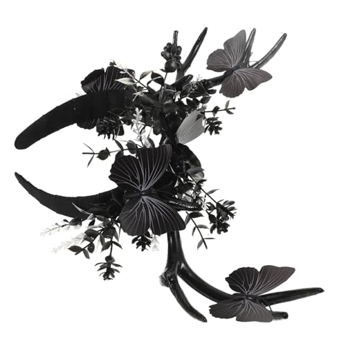 PartyKindom Halloween Geweih Haarreif Damen Großes Schwarzes Stirnband mit Hirschgeweih Gothic Kopfschmuck für Halloween Cosplay Kostümparty und Fotorequisiten Bequem für Kopfgrößen von PartyKindom