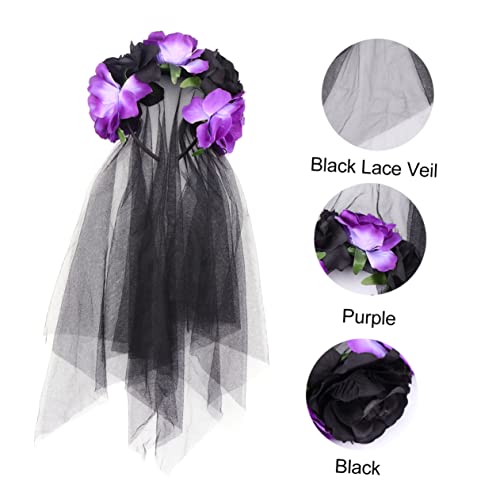 PartyKindom Halloween Haarschmuck Rosen Haarreif mit Schleier Schwarz Leichtes Party Accessoire für Cosplay Foto Requisiten und Festtagskostüme PartyKindom Halloween Haarschmuck Rosen Haarreif mit Schleier Schwarz Leichtes Party Accessoire für Cosplay Foto Requisiten und Festtagskostüme von PartyKindom