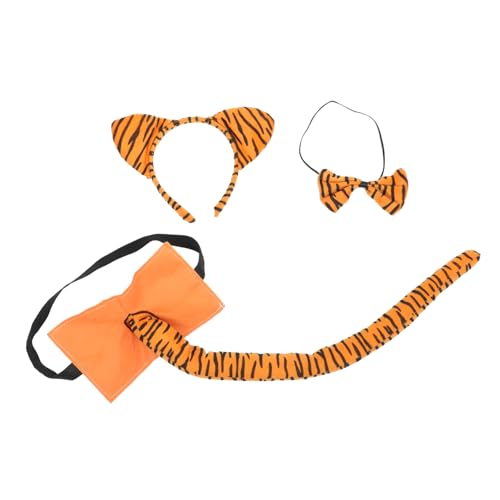 PartyKindom Halloween Tiger Kostüm Set Teilig mit Stirnband Fliege und Kreatives Cosplay Zubehör für Faschingsparty Verstellbar und Langlebig für Erwachsene von PartyKindom