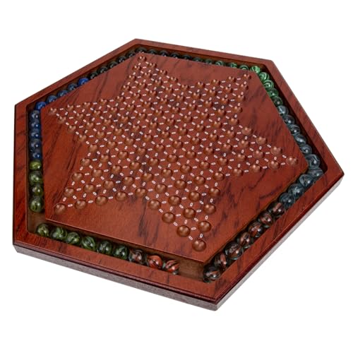 PartyKindom Hexagon Chinese Checkers aus Holz Pädagogisches Familienbrettspiel für Erwachsene Fördert Hand Auge Koordination und Strategisches Glatte Oberfläche Mehrspielerfreundlich von PartyKindom