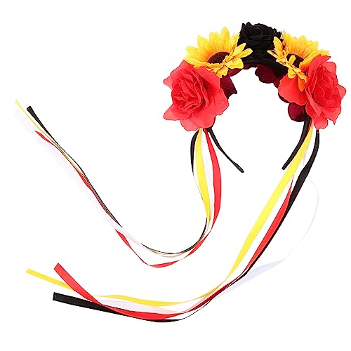 PartyKindom Hochwertiges Halloween Blumen Stirnband mit Rosen und Pfingstrosen Dekoration für Damen Verstellbares Haarschmuck Accessoire mit Band für Partys und Feste von PartyKindom