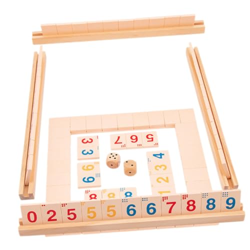 PartyKindom Holz Brettspiel Shut The Box Glatte Oberfläche Interaktives Würfelspiel für Erwachsene und Fördert Rechenfähigkeit für Party Bar Camping und Gesellige Runden von PartyKindom