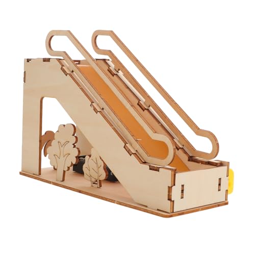 PartyKindom Holz Elektrischer Fahrstuhl Bausatz DIY Stem Wissenschaftsspielzeug für Mechanisches Modell mit Natürlichem Holz Elektrische Rolltreppe zum Zusammenbauen Fördert Motorik und von PartyKindom