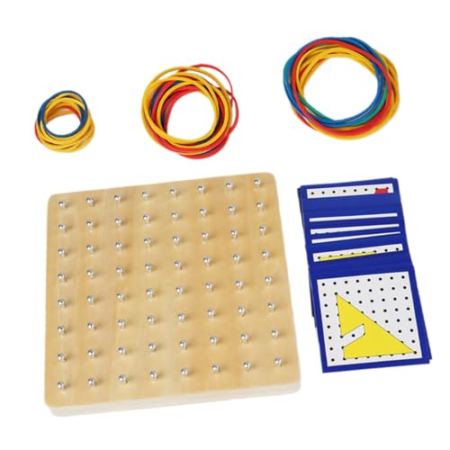 PartyKindom Holz Geoboard Lernspielzeug mit Nagelbrett und Gummibändern Montessori Geometrisches Puzzle für Kreatives Motorikspielzeug Vorstellungskraft und Mathematischem von PartyKindom