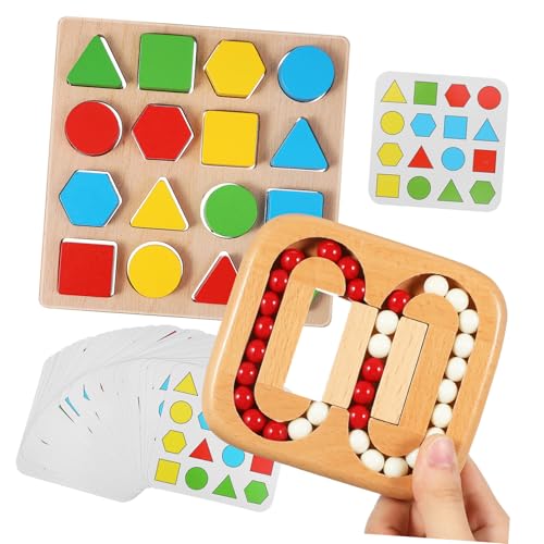 PartyKindom Holz Puzzleset für Senioren Gedächtnistraining mit Geometrischen Formen und Drehbarem Kugellabyrinth Tragbare Langlebige Denkspiele Erinnerungsvermögen und Kognitiver Aktivität von PartyKindom