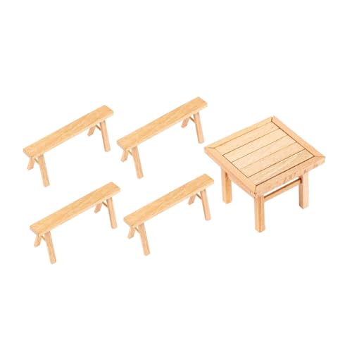 PartyKindom Holzmodell Bausatz Tisch und Stühle DIY Puzzle für Handmontiert Pädagogisch Kreativitätsfördernd Miniatur Möbel von PartyKindom