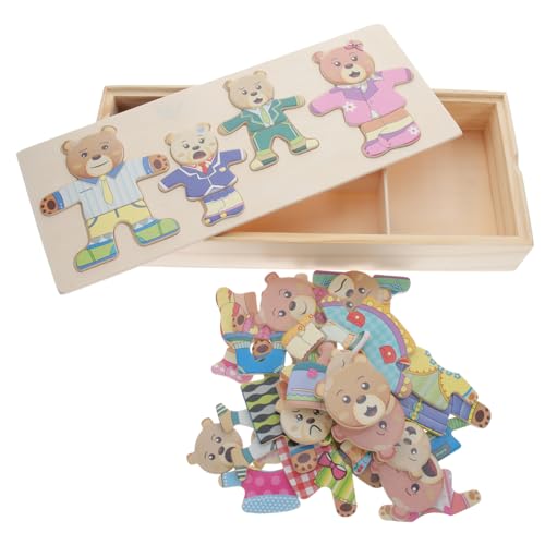 PartyKindom Holzpuzzle Ankleide Bär Lernspielzeug Holz Tier Puzzle Farbenfroh Langlebig Pädagogisch Fördernd für Jungen Mädchen von PartyKindom