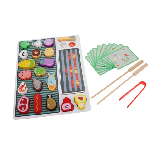 PartyKindom Holzspielzeug Grillset für Realistischem BBQ Design Kreatives Rollenspiel Küchenset Motorik und Fantasie Sicheres Interaktives Grillspielzeug für Jungen und Mädchen von PartyKindom