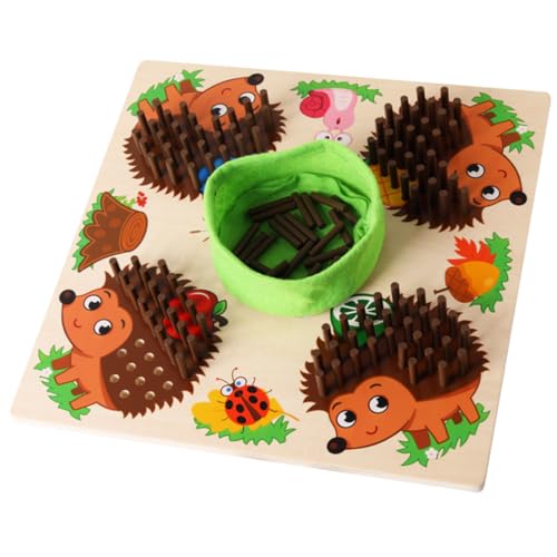 PartyKindom Holzspielzeug Steckspiel Igel mit Stäbchen Lustiges Sensorisches Lernspielzeug Konzentration Feinmotorik Ab Jahren von PartyKindom