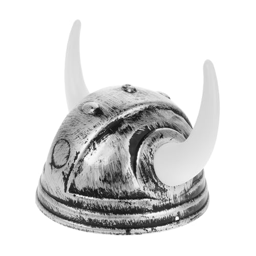 PartyKindom Hornhut für Halloween Mittelalterlicher Helme mit Ochsenhörnern Perfektes Party Accessoire für Kostümpartys und Festivals Silverfarbenes Design für Besondere Anlässe von PartyKindom