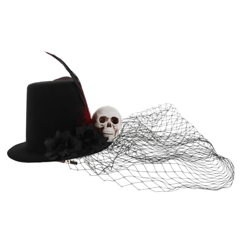 PartyKindom Hut Mit Blumen Schwarzer Schleier Haarspange Hut Mit Schleier Cocktailparty Kopfbedeckung Hüte Mit Rosenblumen Halloween Kopfbedeckung Halloween Kostümhut Zylinder von PartyKindom