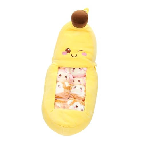 PartyKindom Kawaii Bananen Plüschkissen mit Abnehmbaren Mini Spielzeugen Weiches Gefülltes Kuscheltier für Erwachsene Dekoratives Obstkissen für Geburtstag Party und Alltag von PartyKindom