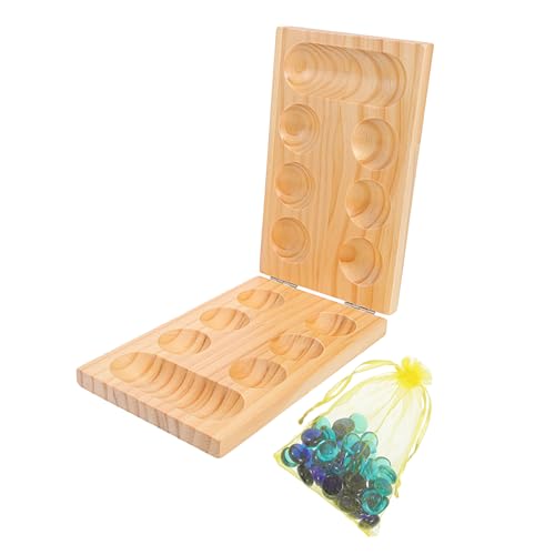 PartyKindom Klappbares Holz Mancala Schachspiel Langlebiges Familienspiel mit Edelsteinfiguren Tragbares Denkspiel für Party Robustes Platzsparendes Strategiespiel von PartyKindom
