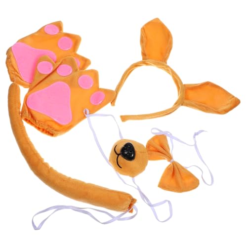 PartyKindom Kostüm Set Plüsch Tierohren Stirnband mit und Schleife für Mädchen Cosplay Party Tierkopf Haarreif Niedlich Weich Bequem für Karneval Halloween von PartyKindom
