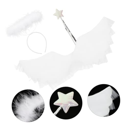 PartyKindom Kostüm Teilig Weiß mit Flügeln Headdress Zauberstab Kostüm Halloween Party Cosplay Aufführung Zubehör PartyKindom Kostüm Teilig Weiß mit Flügeln Headdress Zauberstab Kostüm Halloween Party Cosplay Aufführung Zubehör von PartyKindom