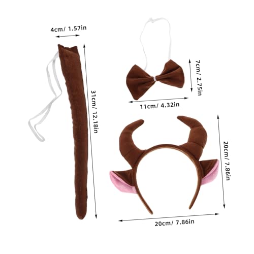 PartyKindom Kuh Kostüm Set mit Plüsch Kuhhörnern Ohren und Fliege Bequemes Stirnband für Fasching Halloween Weihnachtsfeiern und Party Accessoires von PartyKindom