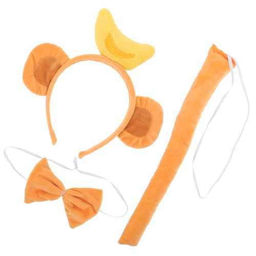 PartyKindom Leichtes Affenohren Stirnband mit und Fliege Kuscheliges Tierkostüm für Mädchen Bequemes Niedliches Cosplay Zubehör für Karneval Mottoparty und Kostümfeiern von PartyKindom